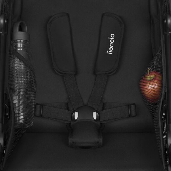 Carucior sport, Lionelo, Azura, Cu 3 roti, Cu baldachin XXL impermeabil, Pliere compacta, Pana la 22 kg, 6-48 luni, Conform cu standardele europene de securitate EN1888-1 si EN1888-2, Negru BYNLO-AZURA_BLACK_ONYX