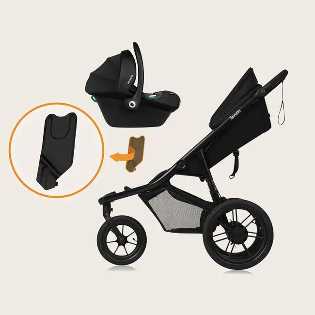 Carucior sport, Lionelo, Azura, Cu 3 roti, Cu baldachin XXL impermeabil, Pliere compacta, Pana la 22 kg, 6-48 luni, Conform cu standardele europene de securitate EN1888-1 si EN1888-2, Negru BYNLO-AZURA_BLACK_ONYX