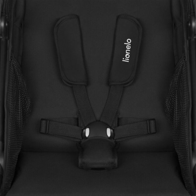 Carucior sport, Lionelo, Azura, Cu 3 roti, Cu baldachin XXL impermeabil, Pliere compacta, Pana la 22 kg, 6-48 luni, Conform cu standardele europene de securitate EN1888-1 si EN1888-2, Negru BYNLO-AZURA_BLACK_ONYX
