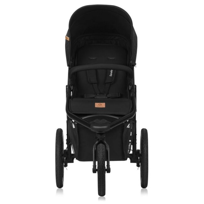 Carucior sport, Lionelo, Azura, Cu 3 roti, Cu baldachin XXL impermeabil, Pliere compacta, Pana la 22 kg, 6-48 luni, Conform cu standardele europene de securitate EN1888-1 si EN1888-2, Negru BYNLO-AZURA_BLACK_ONYX