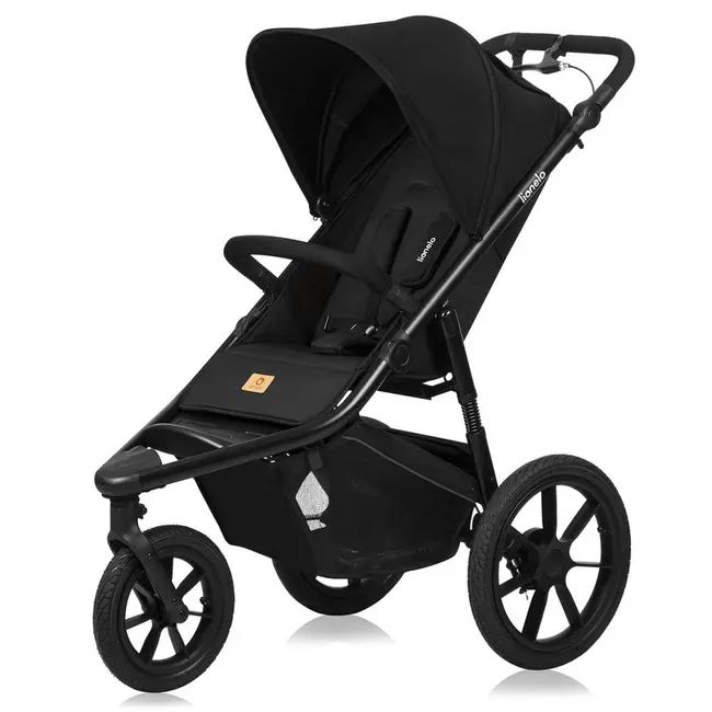 Carucior sport, Lionelo, Azura, Cu 3 roti, Cu baldachin XXL impermeabil, Pliere compacta, Pana la 22 kg, 6-48 luni, Conform cu standardele europene de securitate EN1888-1 si EN1888-2, Negru BYNLO-AZURA_BLACK_ONYX