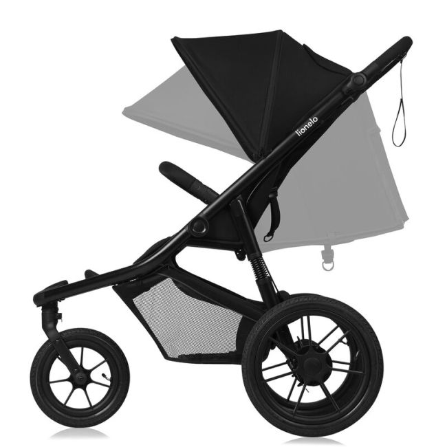 Carucior sport, Lionelo, Azura, Cu 3 roti, Cu baldachin XXL impermeabil, Pliere compacta, Pana la 22 kg, 6-48 luni, Conform cu standardele europene de securitate EN1888-1 si EN1888-2, Negru BYNLO-AZURA_BLACK_ONYX