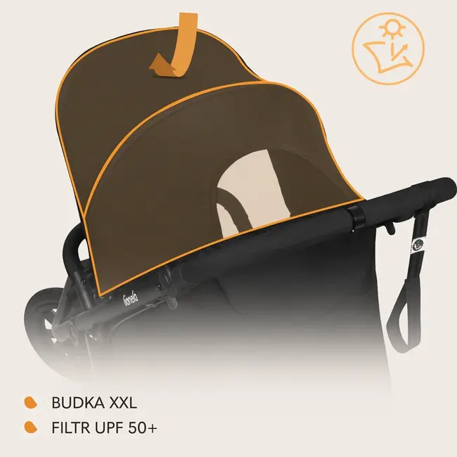 Carucior sport, Lionelo, Azura, Cu 3 roti, Cu baldachin XXL impermeabil, Pliere compacta, Pana la 22 kg, 6-48 luni, Conform cu standardele europene de securitate EN1888-1 si EN1888-2, Negru BYNLO-AZURA_BLACK_ONYX