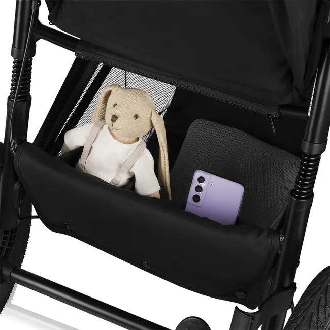 Carucior sport, Lionelo, Azura, Cu 3 roti, Cu baldachin XXL impermeabil, Pliere compacta, Pana la 22 kg, 6-48 luni, Conform cu standardele europene de securitate EN1888-1 si EN1888-2, Negru BYNLO-AZURA_BLACK_ONYX