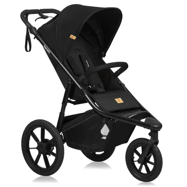 Carucior sport, Lionelo, Azura, Cu 3 roti, Cu baldachin XXL impermeabil, Pliere compacta, Pana la 22 kg, 6-48 luni, Conform cu standardele europene de securitate EN1888-1 si EN1888-2, Negru BYNLO-AZURA_BLACK_ONYX