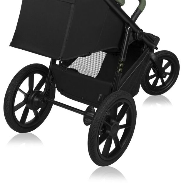 Carucior sport, Lionelo, Azura, Cu 3 roti, Cu baldachin XXL impermeabil, Pliere compacta, Pana la 22 kg, 6-48 luni, Conform cu standardele europene de securitate EN1888-1 si EN1888-2, Verde BYNLO-AZURA_GREEN_FOREST
