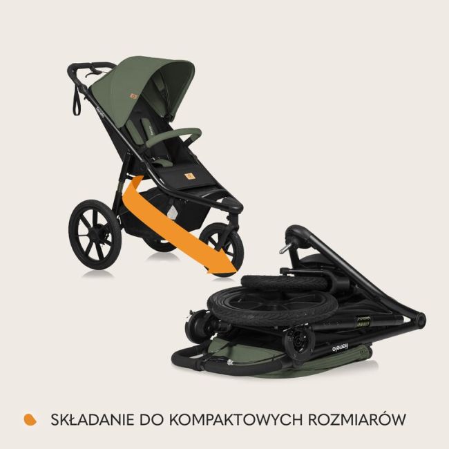 Carucior sport, Lionelo, Azura, Cu 3 roti, Cu baldachin XXL impermeabil, Pliere compacta, Pana la 22 kg, 6-48 luni, Conform cu standardele europene de securitate EN1888-1 si EN1888-2, Verde BYNLO-AZURA_GREEN_FOREST