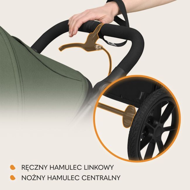 Carucior sport, Lionelo, Azura, Cu 3 roti, Cu baldachin XXL impermeabil, Pliere compacta, Pana la 22 kg, 6-48 luni, Conform cu standardele europene de securitate EN1888-1 si EN1888-2, Verde BYNLO-AZURA_GREEN_FOREST