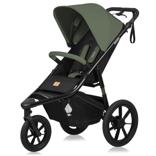 Carucior sport, Lionelo, Azura, Cu 3 roti, Cu baldachin XXL impermeabil, Pliere compacta, Pana la 22 kg, 6-48 luni, Conform cu standardele europene de securitate EN1888-1 si EN1888-2, Verde BYNLO-AZURA_GREEN_FOREST