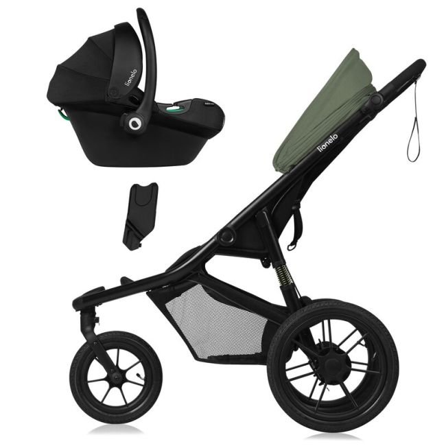 Carucior sport, Lionelo, Azura, Cu 3 roti, Cu baldachin XXL impermeabil, Pliere compacta, Pana la 22 kg, 6-48 luni, Conform cu standardele europene de securitate EN1888-1 si EN1888-2, Verde BYNLO-AZURA_GREEN_FOREST