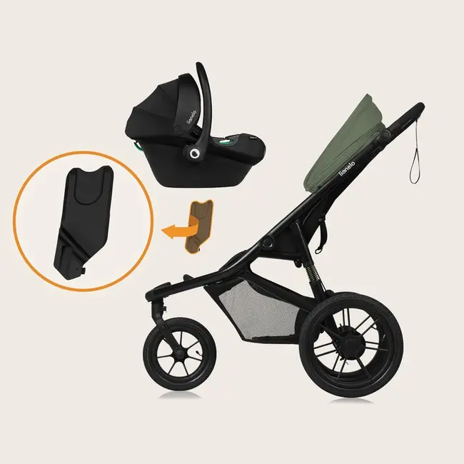 Carucior sport, Lionelo, Azura, Cu 3 roti, Cu baldachin XXL impermeabil, Pliere compacta, Pana la 22 kg, 6-48 luni, Conform cu standardele europene de securitate EN1888-1 si EN1888-2, Verde BYNLO-AZURA_GREEN_FOREST