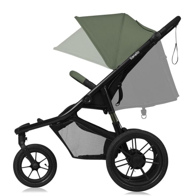 Carucior sport, Lionelo, Azura, Cu 3 roti, Cu baldachin XXL impermeabil, Pliere compacta, Pana la 22 kg, 6-48 luni, Conform cu standardele europene de securitate EN1888-1 si EN1888-2, Verde BYNLO-AZURA_GREEN_FOREST