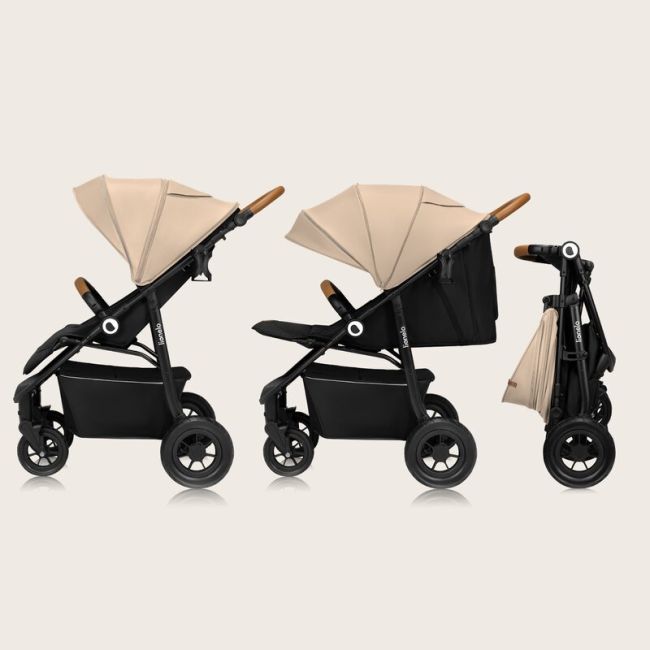 Carucior sport, Lionelo, Natt, De la nastere, Cu accesorii si capotina XXL reglabila, 0 - 22 kg, Conform cu standardele europene de securitate EN1888-1, EN1888-2, Bej BYNLO-NATT_BEIGE_SAND