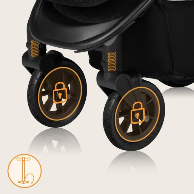 Carucior sport, Lionelo, Natt, De la nastere, Cu accesorii si capotina XXL reglabila, 0 - 22 kg, Conform cu standardele europene de securitate EN1888-1, EN1888-2, Bej BYNLO-NATT_BEIGE_SAND