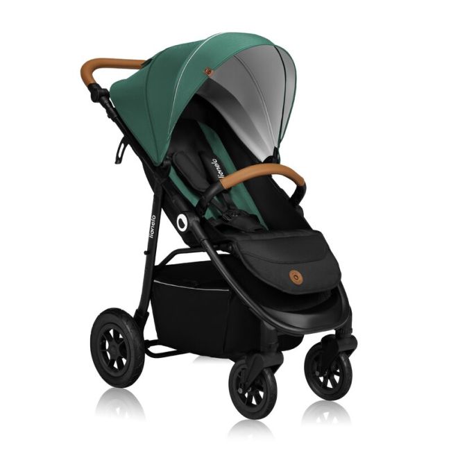 Carucior sport, Lionelo, Natt, De la nastere, Cu accesorii si capotina XXL reglabila, 0 - 22 kg, Conform cu standardele europene de securitate EN1888-1, EN1888-2, Verde BYNLO-NATT_GREEN_EMERALD