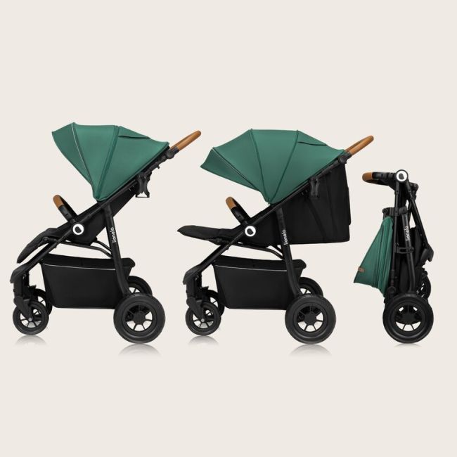 Carucior sport, Lionelo, Natt, De la nastere, Cu accesorii si capotina XXL reglabila, 0 - 22 kg, Conform cu standardele europene de securitate EN1888-1, EN1888-2, Verde BYNLO-NATT_GREEN_EMERALD