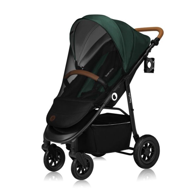 Carucior sport, Lionelo, Natt, De la nastere, Cu accesorii si capotina XXL reglabila, 0 - 22 kg, Conform cu standardele europene de securitate EN1888-1, EN1888-2, Verde BYNLO-NATT_GREEN_EMERALD