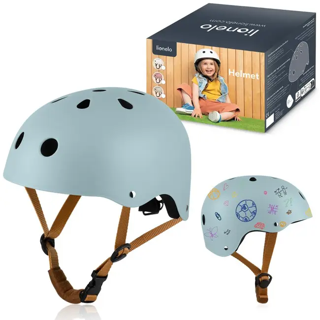 Casca pentru copii, Lionelo, Reglabila 50-56 cm, Din ABS si EPS, Conform cu standardul EN1078, Albastru BYNLO-HELMET_BLUE_SKY