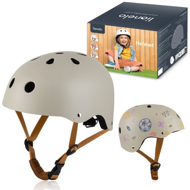 Casca pentru copii, Lionelo, Reglabila 50-56 cm, Din ABS si EPS, Conform cu standardul EN1078, Bej BYNLO-HELMET_BEIGE_SAND