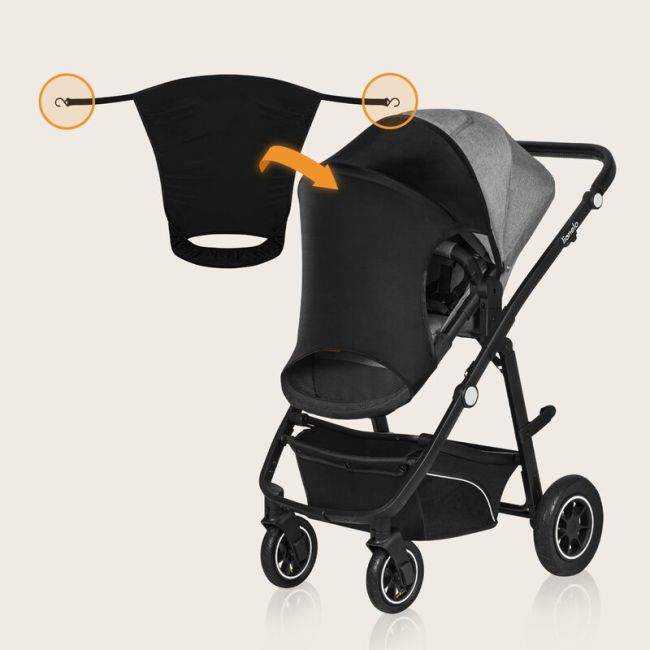 Parasolar, Lionelo, Pentru carucior, Material textil, Cu protectie UPF 50+, 53 x 51 cm, Negru BYNLO-STROLLER_SUN_COVER_BLACK_CARBON