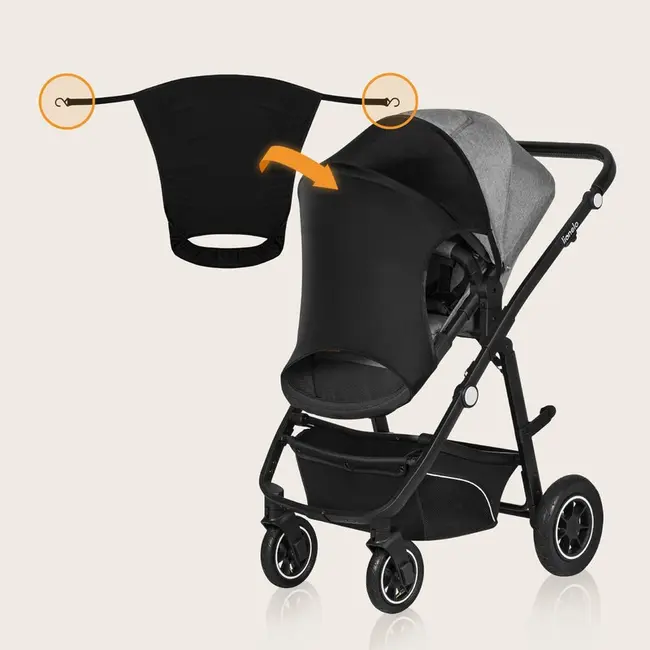 Parasolar, Lionelo, Pentru carucior, Material textil, Cu protectie UPF 50+, 53 x 51 cm, Negru BYNLO-STROLLER_SUN_COVER_BLACK_CARBON