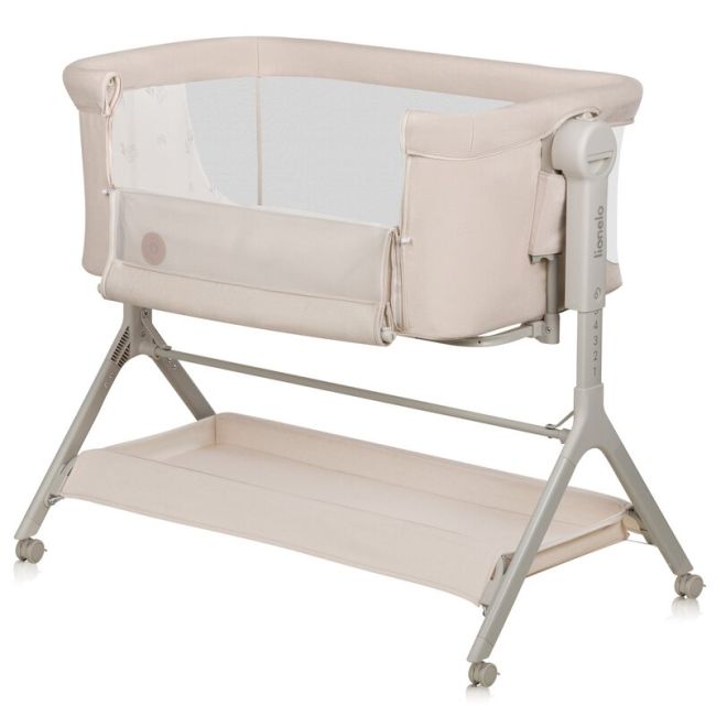 Patut co-sleeper, Lionelo, Leonie Plus, Pliabil, Cu sistem de leganare, Cu setare unghiulara, Reglabil in 6 pozitii pe inaltime, Conform cu standardele europeane de securitate EN1130 si EN16890, Bej BYNLO-LEONIE_PLUS_BEIGE_SAND