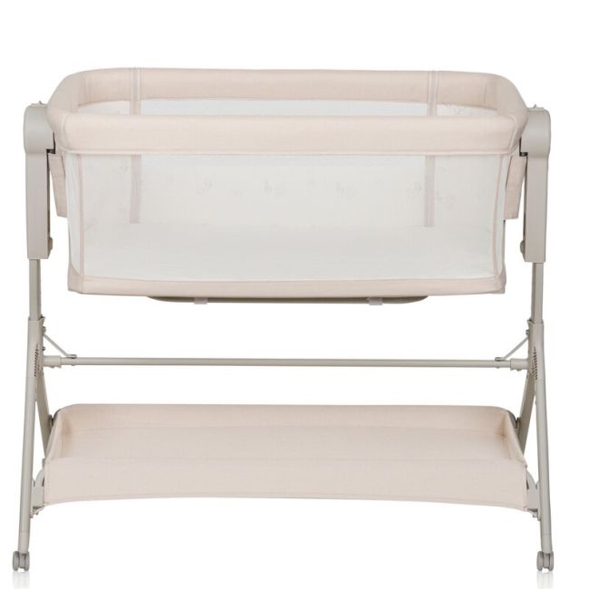 Patut co-sleeper, Lionelo, Leonie Plus, Pliabil, Cu sistem de leganare, Cu setare unghiulara, Reglabil in 6 pozitii pe inaltime, Conform cu standardele europeane de securitate EN1130 si EN16890, Bej BYNLO-LEONIE_PLUS_BEIGE_SAND