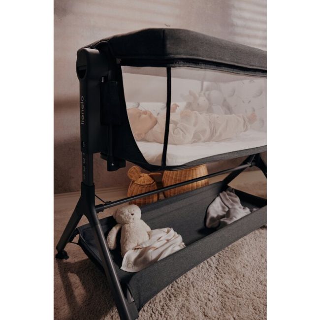 Patut co-sleeper, Lionelo, Leonie Plus, Pliabil, Cu sistem de leganare, Cu setare unghiulara, Reglabil in 6 pozitii pe inaltime, Conform cu standardele europeane de securitate EN1130 si EN16890, Bej BYNLO-LEONIE_PLUS_BEIGE_SAND