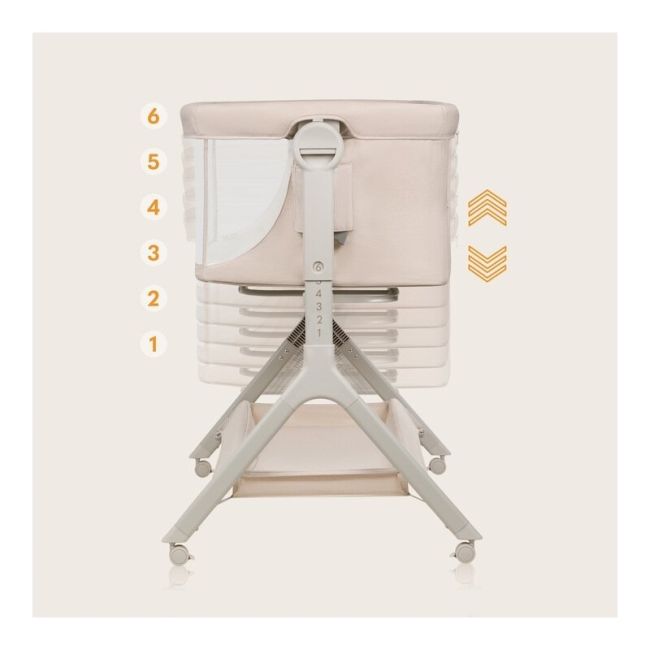 Patut co-sleeper, Lionelo, Leonie Plus, Pliabil, Cu sistem de leganare, Cu setare unghiulara, Reglabil in 6 pozitii pe inaltime, Conform cu standardele europeane de securitate EN1130 si EN16890, Bej BYNLO-LEONIE_PLUS_BEIGE_SAND