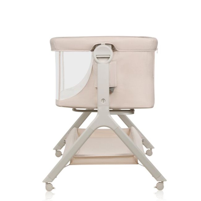 Patut co-sleeper, Lionelo, Leonie Plus, Pliabil, Cu sistem de leganare, Cu setare unghiulara, Reglabil in 6 pozitii pe inaltime, Conform cu standardele europeane de securitate EN1130 si EN16890, Bej BYNLO-LEONIE_PLUS_BEIGE_SAND