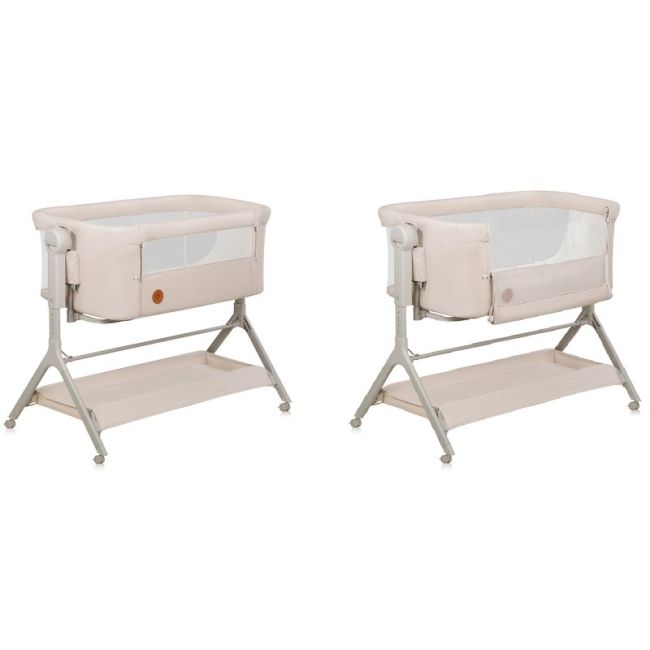 Patut co-sleeper, Lionelo, Leonie Plus, Pliabil, Cu sistem de leganare, Cu setare unghiulara, Reglabil in 6 pozitii pe inaltime, Conform cu standardele europeane de securitate EN1130 si EN16890, Bej BYNLO-LEONIE_PLUS_BEIGE_SAND