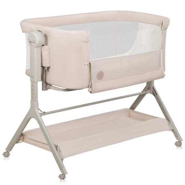 Patut co-sleeper, Lionelo, Leonie Plus, Pliabil, Cu sistem de leganare, Cu setare unghiulara, Reglabil in 6 pozitii pe inaltime, Conform cu standardele europeane de securitate EN1130 si EN16890, Bej BYNLO-LEONIE_PLUS_BEIGE_SAND