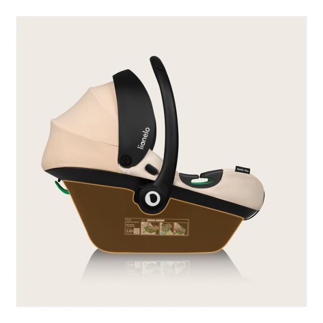 Scoica auto, Lionelo, i-Size Astrid, Include baza Isofix, 0-13 Kg, 40-87 cm, Cu maner si capotina reglabile, Cu protectie laterala avansata, Salteluta confortabila, Testat ADAC, Conform cu R129, Bej BYNLO-ASTRID_I-SIZE_BEIGE+BASE_BLACK