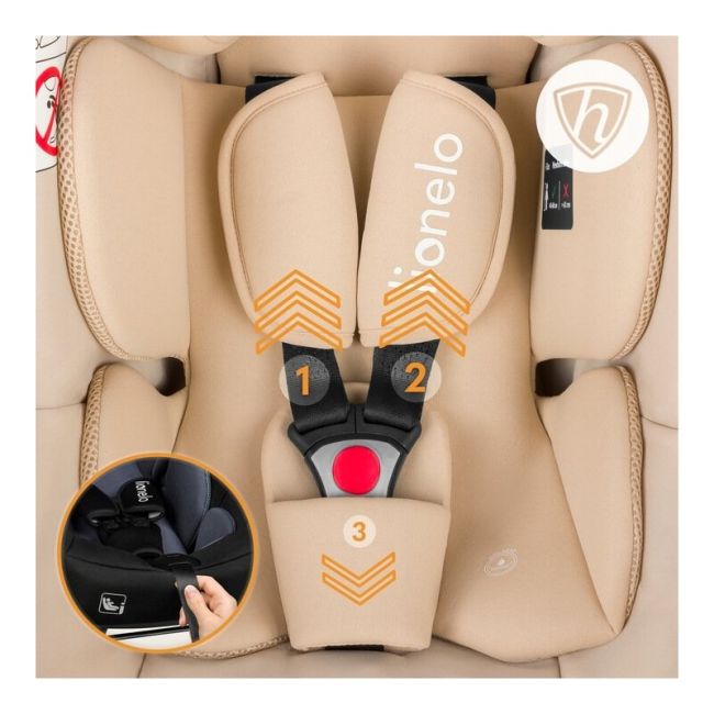 Scoica auto, Lionelo, i-Size Astrid, Include baza Isofix, 0-13 Kg, 40-87 cm, Cu maner si capotina reglabile, Cu protectie laterala avansata, Salteluta confortabila, Testat ADAC, Conform cu R129, Bej BYNLO-ASTRID_I-SIZE_BEIGE+BASE_BLACK