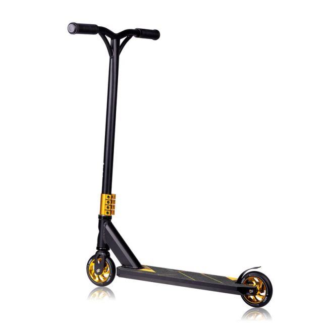 Trotineta, Lionelo, Whizz, Pentru Acrobatii, Rulmenti ABEC-9, Sistemul de compresie IHC 9, 20 - 100 kg, Conform cu standardul european de securitate EN14619, Galben/Negru BYNLO-WHIZZ_BLACK_CARBON_YELLOW