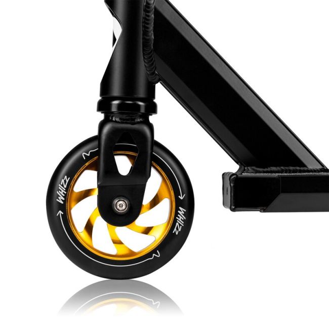Trotineta, Lionelo, Whizz, Pentru Acrobatii, Rulmenti ABEC-9, Sistemul de compresie IHC 9, 20 - 100 kg, Conform cu standardul european de securitate EN14619, Galben/Negru BYNLO-WHIZZ_BLACK_CARBON_YELLOW