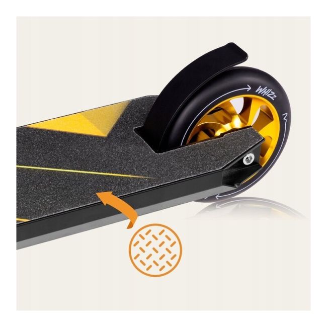 Trotineta, Lionelo, Whizz, Pentru Acrobatii, Rulmenti ABEC-9, Sistemul de compresie IHC 9, 20 - 100 kg, Conform cu standardul european de securitate EN14619, Galben/Negru BYNLO-WHIZZ_BLACK_CARBON_YELLOW