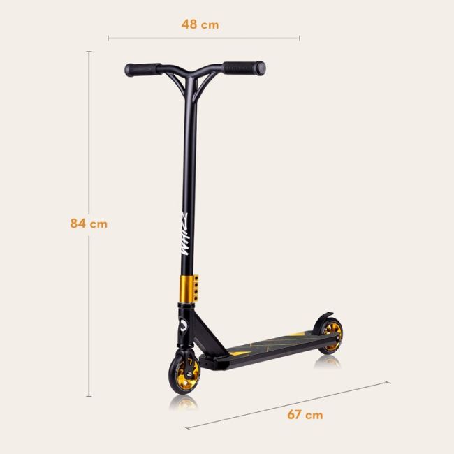 Trotineta, Lionelo, Whizz, Pentru Acrobatii, Rulmenti ABEC-9, Sistemul de compresie IHC 9, 20 - 100 kg, Conform cu standardul european de securitate EN14619, Galben/Negru BYNLO-WHIZZ_BLACK_CARBON_YELLOW