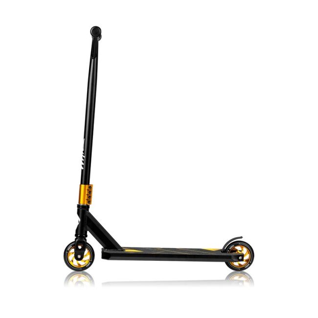 Trotineta, Lionelo, Whizz, Pentru Acrobatii, Rulmenti ABEC-9, Sistemul de compresie IHC 9, 20 - 100 kg, Conform cu standardul european de securitate EN14619, Galben/Negru BYNLO-WHIZZ_BLACK_CARBON_YELLOW