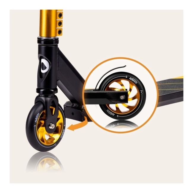 Trotineta, Lionelo, Whizz, Pentru Acrobatii, Rulmenti ABEC-9, Sistemul de compresie IHC 9, 20 - 100 kg, Conform cu standardul european de securitate EN14619, Galben/Negru BYNLO-WHIZZ_BLACK_CARBON_YELLOW