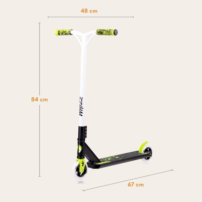 Trotineta, Lionelo, Whizz, Pentru Acrobatii, Rulmenti ABEC-9, Sistemul de compresie IHC 9, 20 - 100 kg, Conform cu standardul european de securitate EN14619, Verde/Negru BYNLO-WHIZZ_GREEN_LIME_BLACK