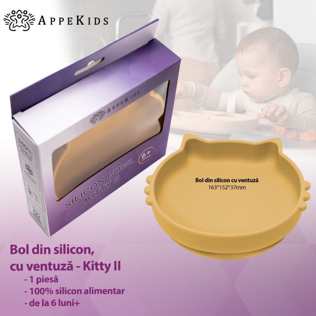 Bol din silicon, AppeKids, Kitty II - Honey KRTAK275268