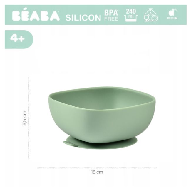 Bol silicon cu ventuza Beaba Sage Green ERFB913547