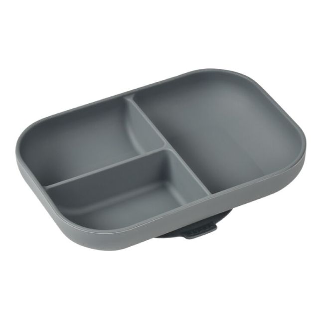Farfurie compartimentata din silicon cu ventuza Beaba Mineral Grey ERFB913548
