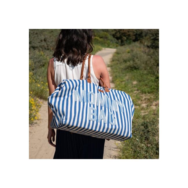 Geanta de infasat Childhome Mommy Bag Albastru Alb ERFCH-CWMBBSTBL