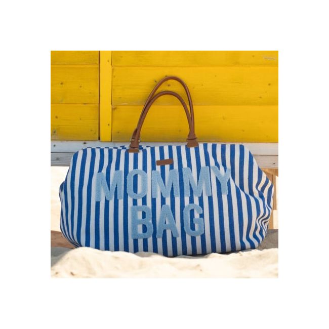 Geanta de infasat Childhome Mommy Bag Albastru Alb ERFCH-CWMBBSTBL