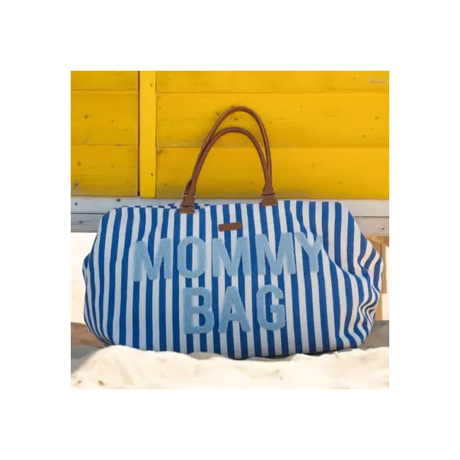 Geanta de infasat Childhome Mommy Bag Albastru Alb ERFCH-CWMBBSTBL