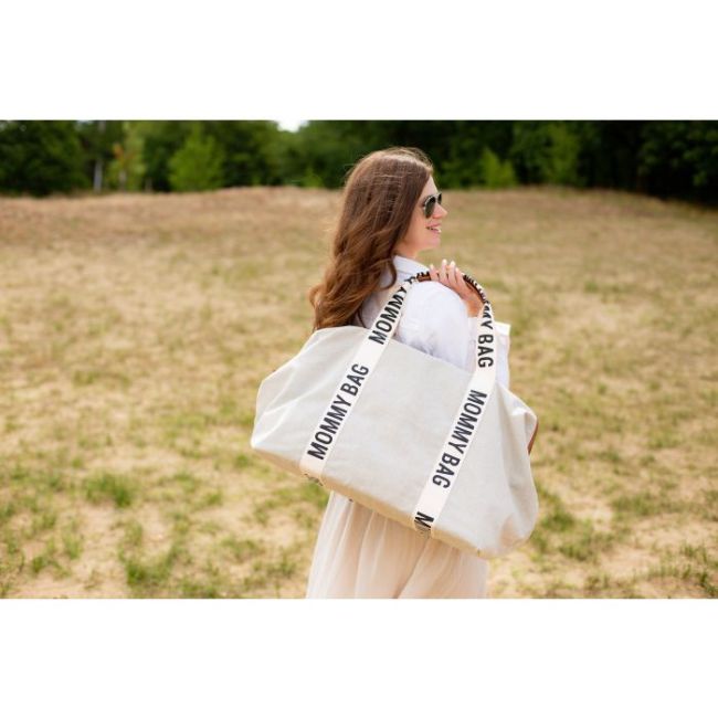 Geanta de infasat Childhome Mommy Bag Signature Alb ERFCH-CWMBBSCOW