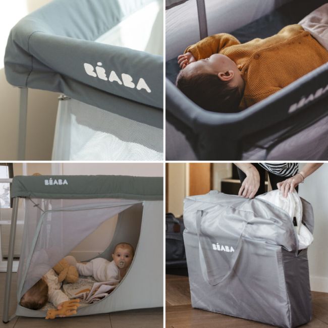 Patut de calatorie 3 in 1 Beaba Eazy Sleep Mineral Grey ERFB946001