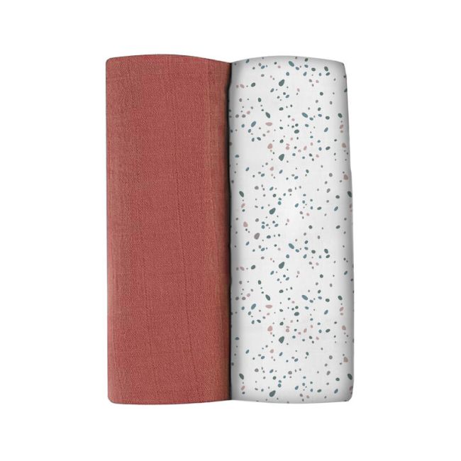 Set 2 Museline Beaba bumbac 120x120 cm Hot Sauce Terrazzo ERFB920391